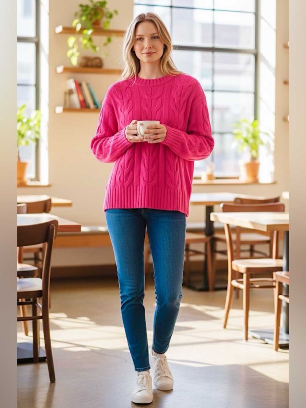 Banana Republic 100% Fine Merino Wool Cable Knit Sweater